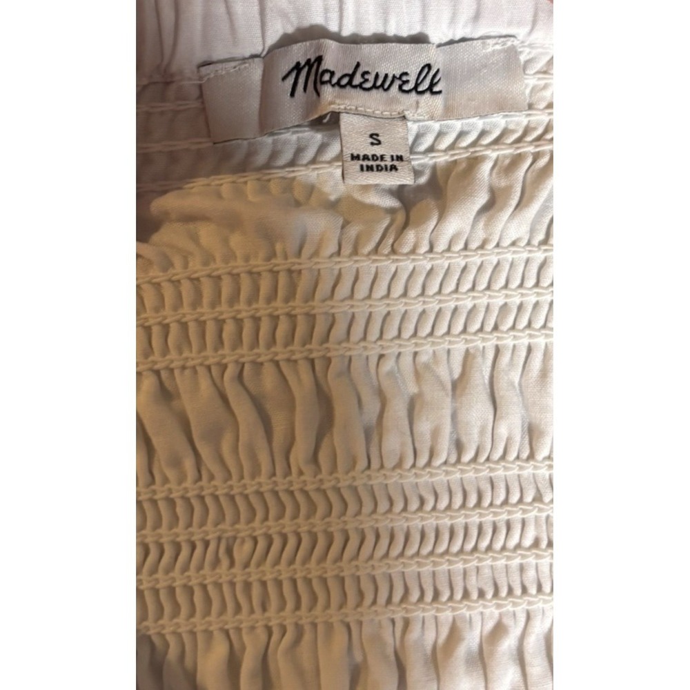 Madewell Maxi Skirt Womens Small Cottage Boho Smocked Waist Pockets Cotton White - Picture 8 of 9